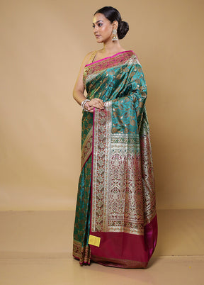 Green Tanchoi Silk Saree With Blouse Piece