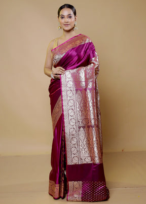 Pink Banarasi Silk Saree With Blouse Piece