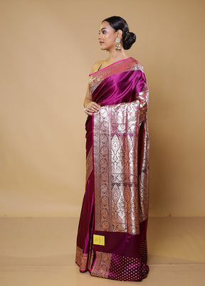 Pink Banarasi Silk Saree With Blouse Piece