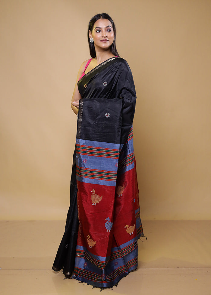 Blue Kalakshetra Kanjivaram Silk Saree With Blouse Piece