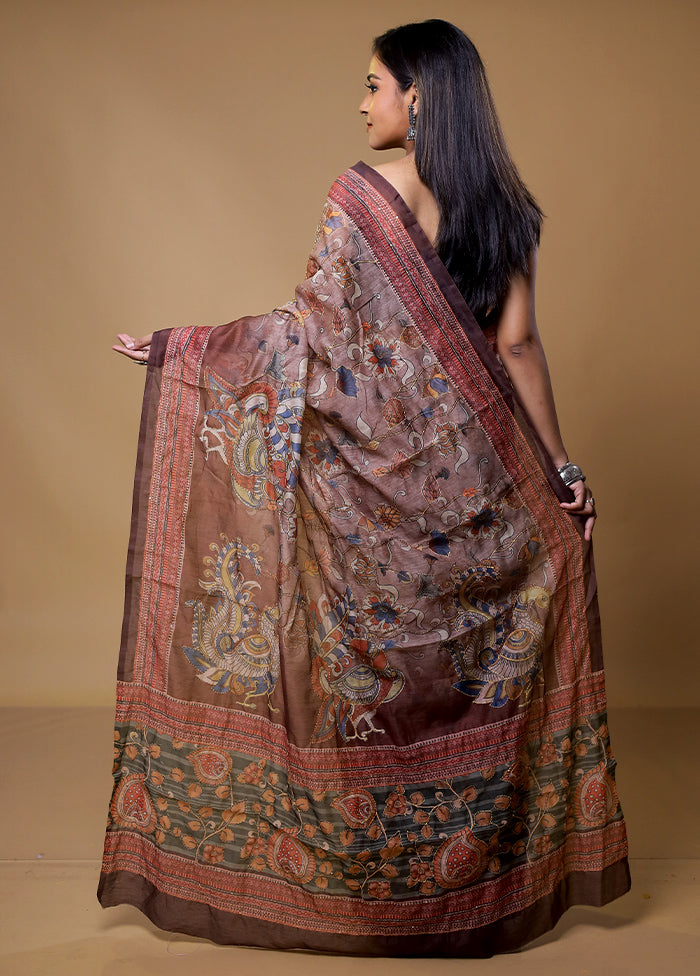 Brown Cotton Saree With Blouse Piece