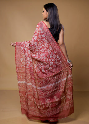 Pink Cotton Saree With Blouse Piece