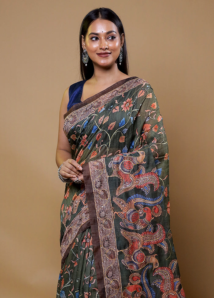 Grey Cotton Saree With Blouse Piece