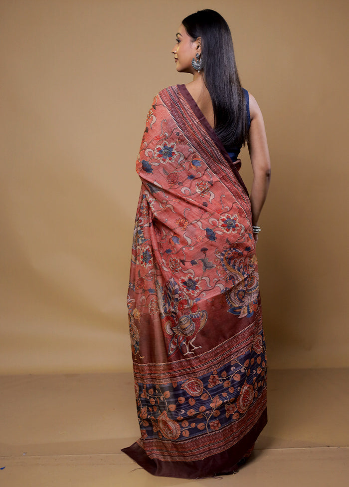 Rust Cotton Saree With Blouse Piece