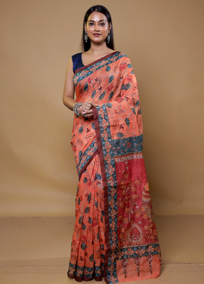 Cream Cotton Saree With Blouse Piece