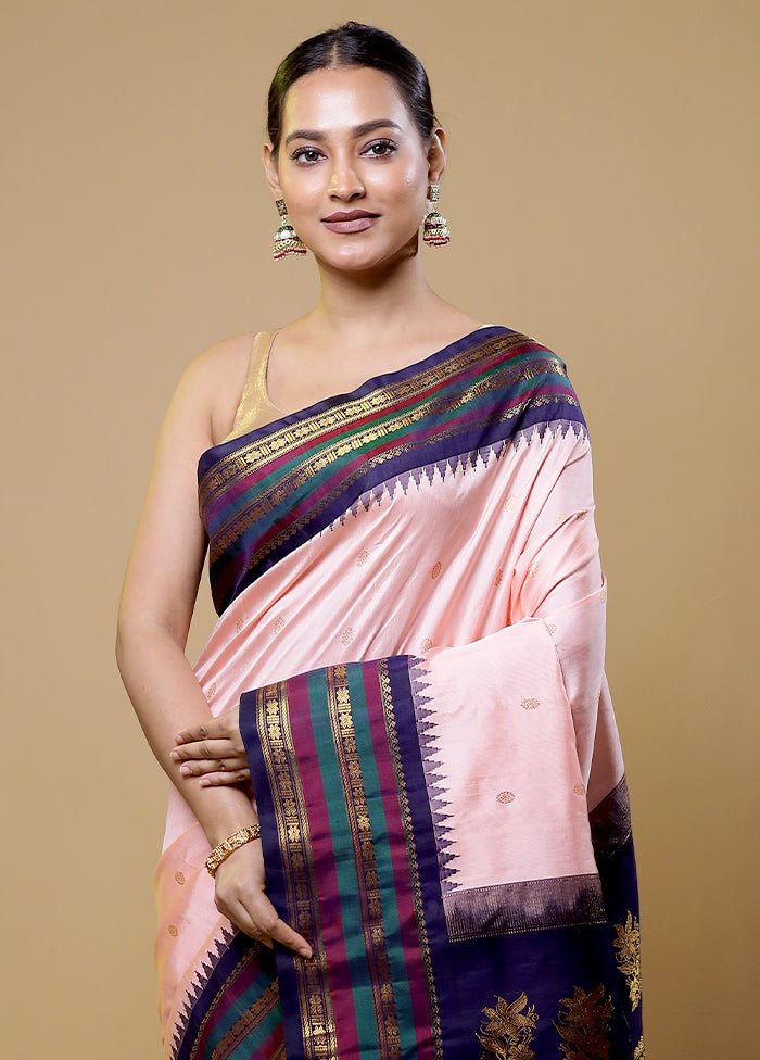 Pink Gadwal Pure Silk Saree Without Blouse Piece