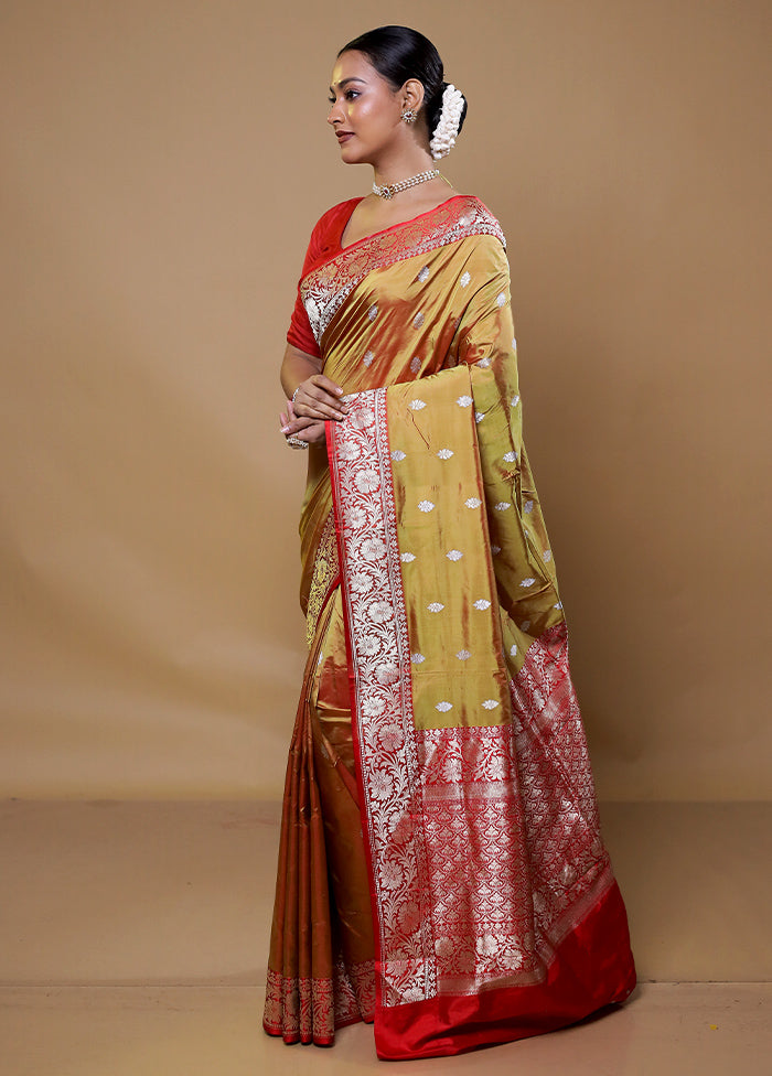 Cream Handloom Katan Pure Silk Saree With Blouse Piece