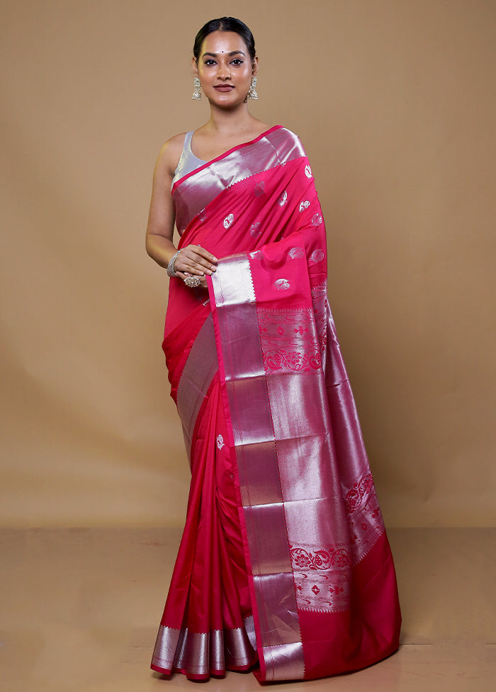 Pink Kanjivaram Silk Saree With Blouse Piece