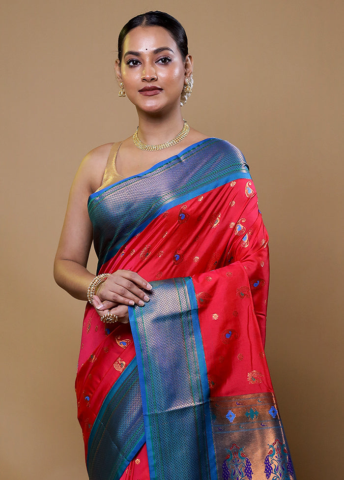 Pink Kanjivaram Silk Saree With Blouse Piece