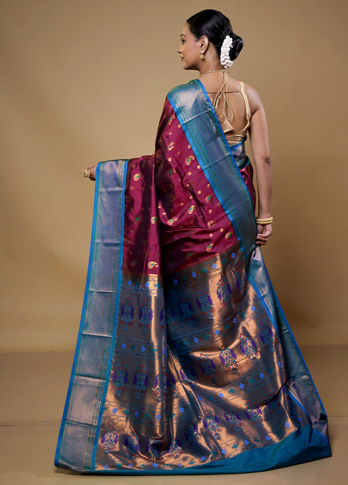 Purple Kanjivaram Silk Saree With Blouse Piece