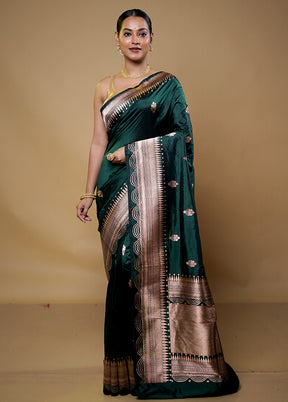 Green Handloom Katan Pure Silk Saree With Blouse Piece