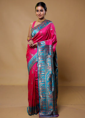 Pink Baluchari Silk Saree With Blouse Piece