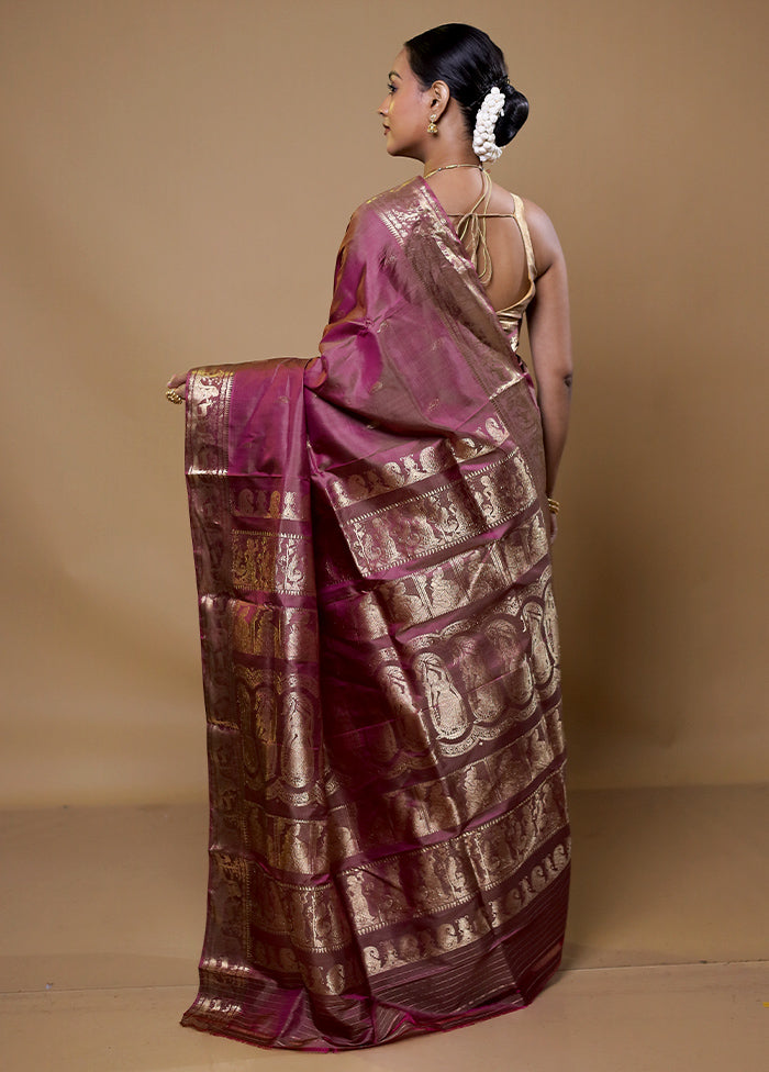 Maroon Handloom Baluchari Pure Silk Saree With Blouse Piece