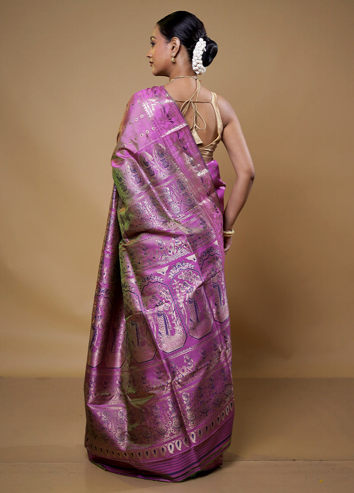 Black Handloom Baluchari Pure Silk Saree With Blouse Piece