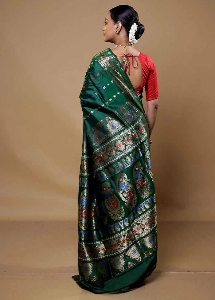 Blue Handloom Baluchari Pure Silk Saree With Blouse Piece