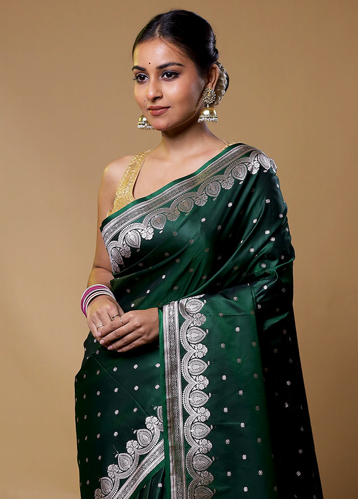 Green Katan Silk Saree With Blouse Piece