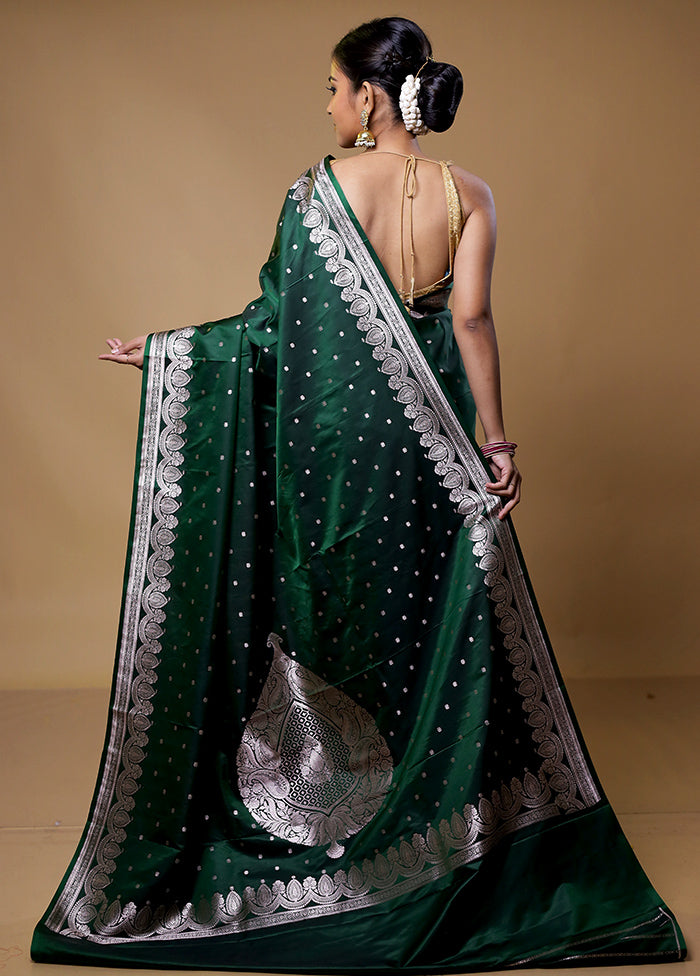 Green Katan Silk Saree With Blouse Piece