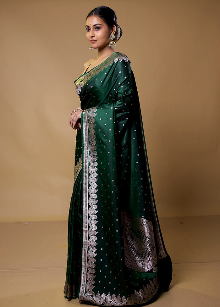 Green Katan Silk Saree With Blouse Piece