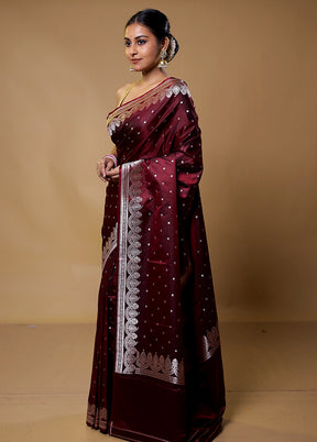 Maroon Katan Silk Saree With Blouse Piece