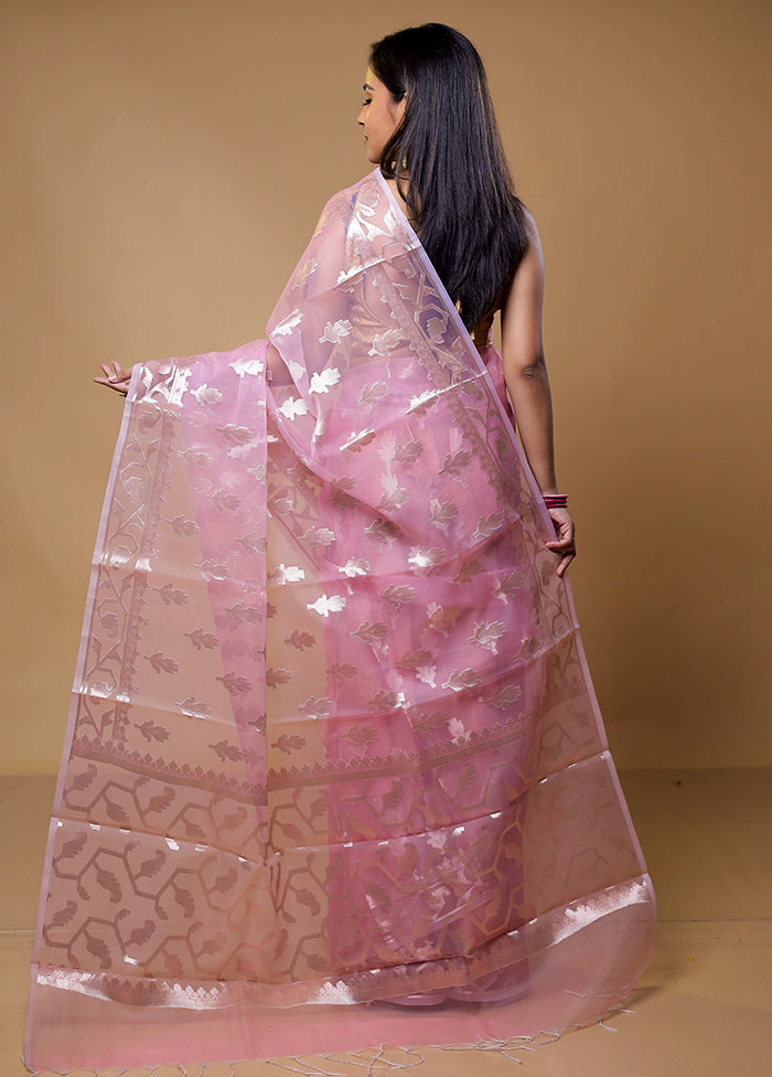 Pink Organza Saree With Blouse Piece