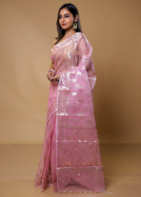 Pink Organza Saree With Blouse Piece