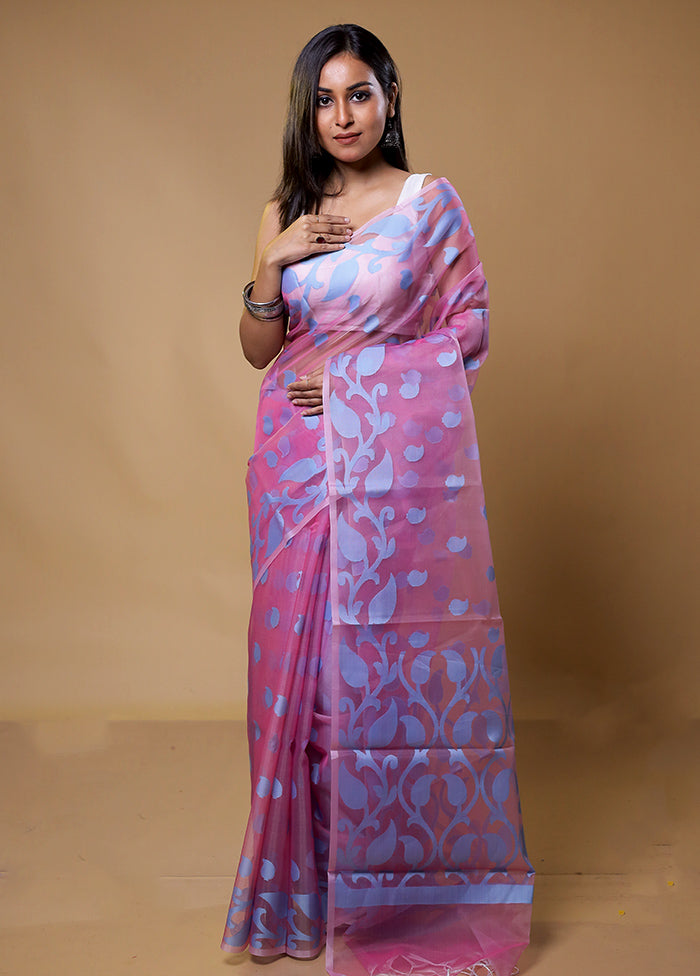 Pink Organza Saree With Blouse Piece