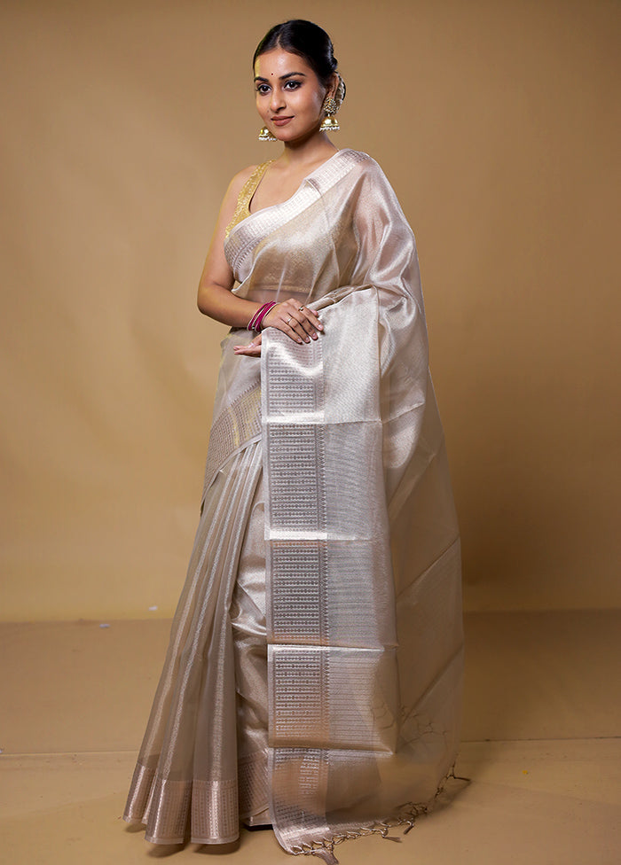 Grey Tissue Silk Saree With Blouse Piece