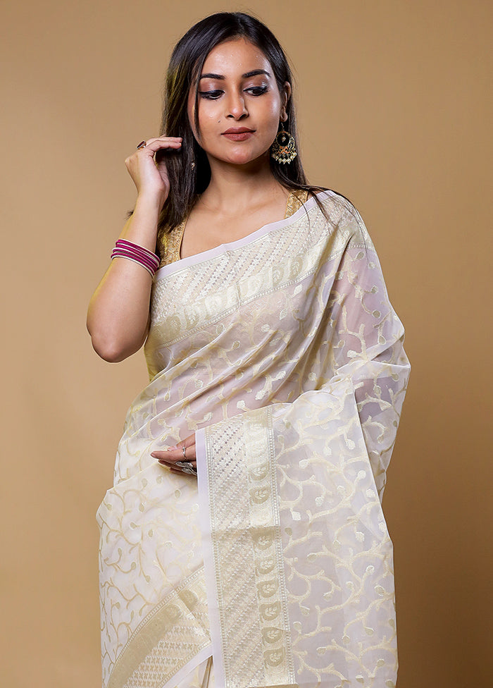 White Organza Saree With Blouse Piece