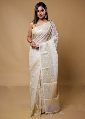 White Organza Saree With Blouse Piece