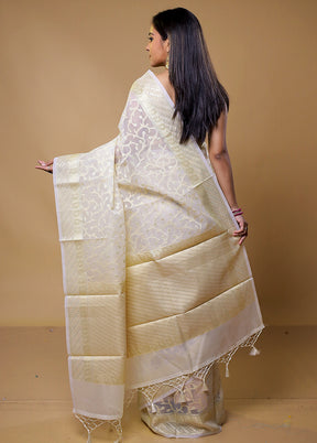 White Organza Saree With Blouse Piece