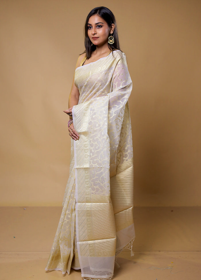 White Organza Saree With Blouse Piece