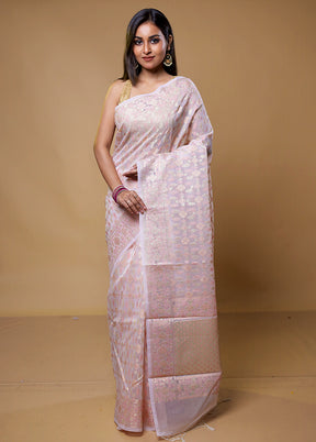 Pink Organza Saree With Blouse Piece