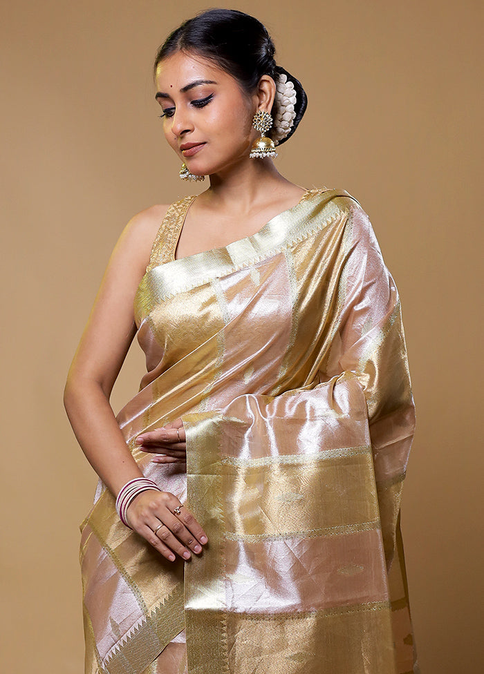 Golden Tissue Silk Saree With Blouse Piece