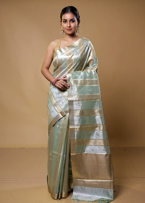 Blue Tissue Silk Saree With Blouse Piece