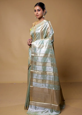 Blue Tissue Silk Saree With Blouse Piece