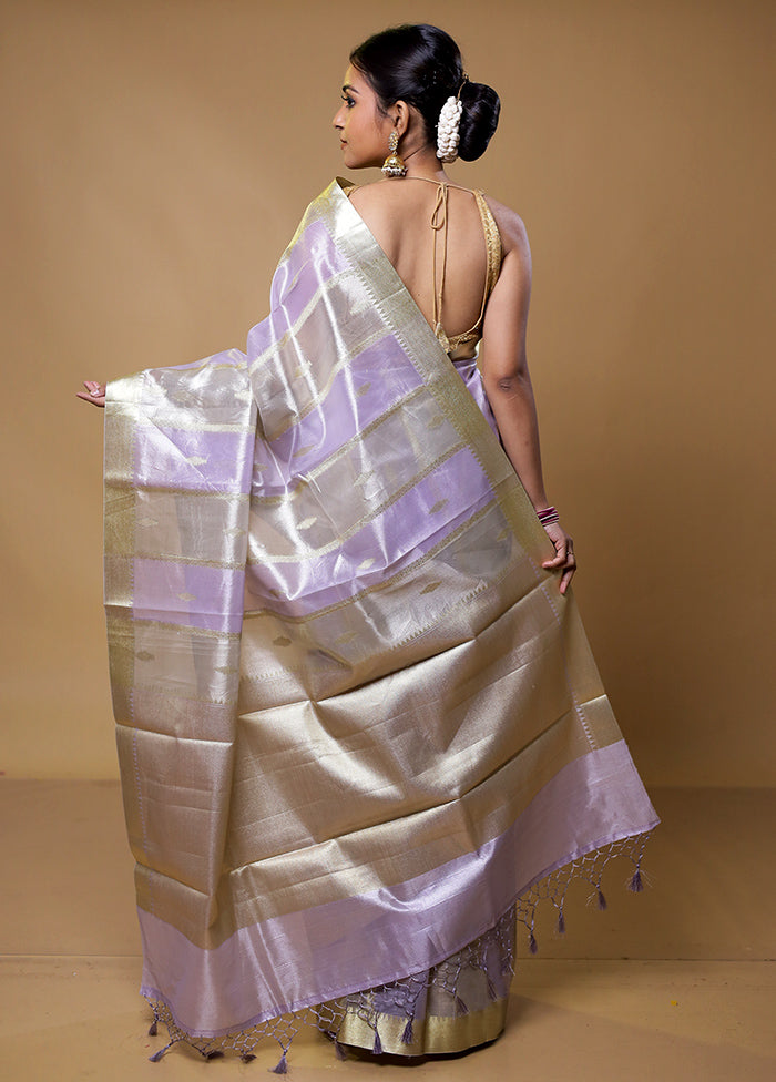 Purple Tissue Silk Saree With Blouse Piece