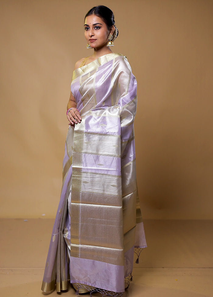 Purple Tissue Silk Saree With Blouse Piece