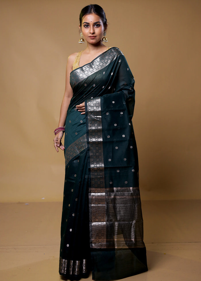 Green Kora Silk Saree With Blouse Piece