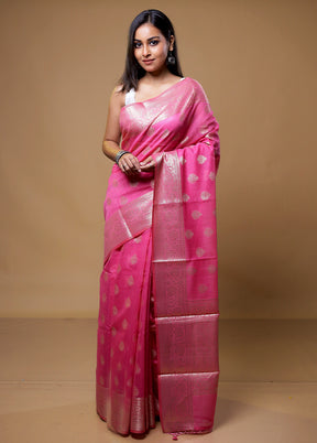 Pink Kota Cotton Saree With Blouse Piece