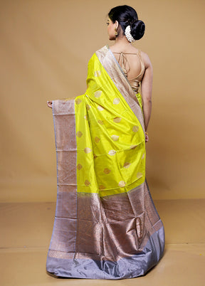 Green Handloom Katan Pure Silk Saree With Blouse Piece