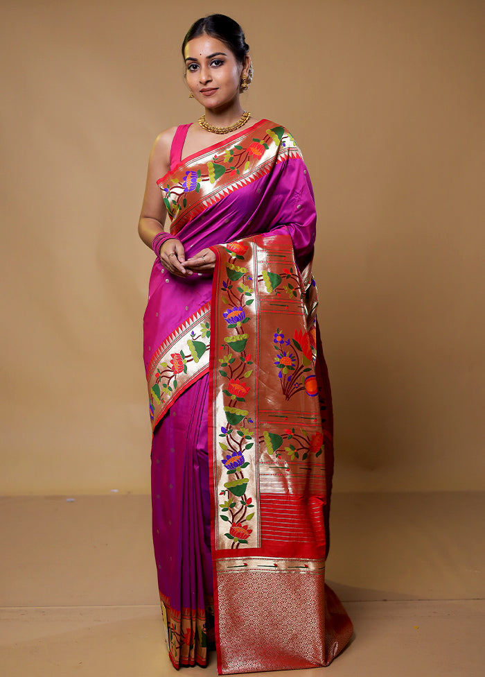 Pink Katan Silk Saree With Blouse Piece