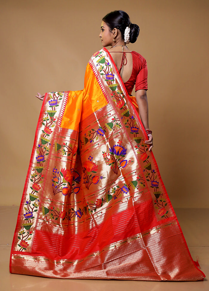 Yellow Katan Silk Saree With Blouse Piece