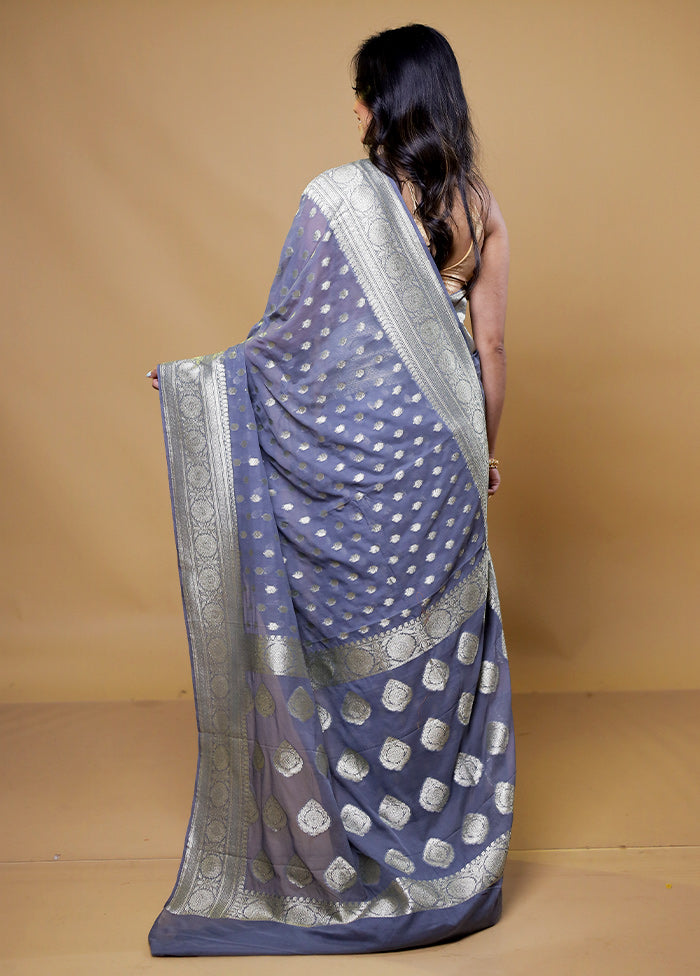 Grey Georgette Saree With Blouse Piece