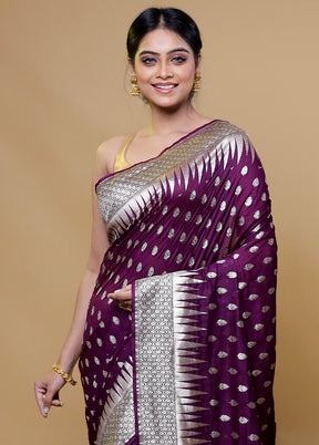 Purple Georgette Saree With Blouse Piece