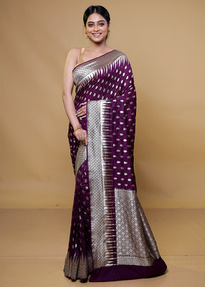 Purple Georgette Saree With Blouse Piece