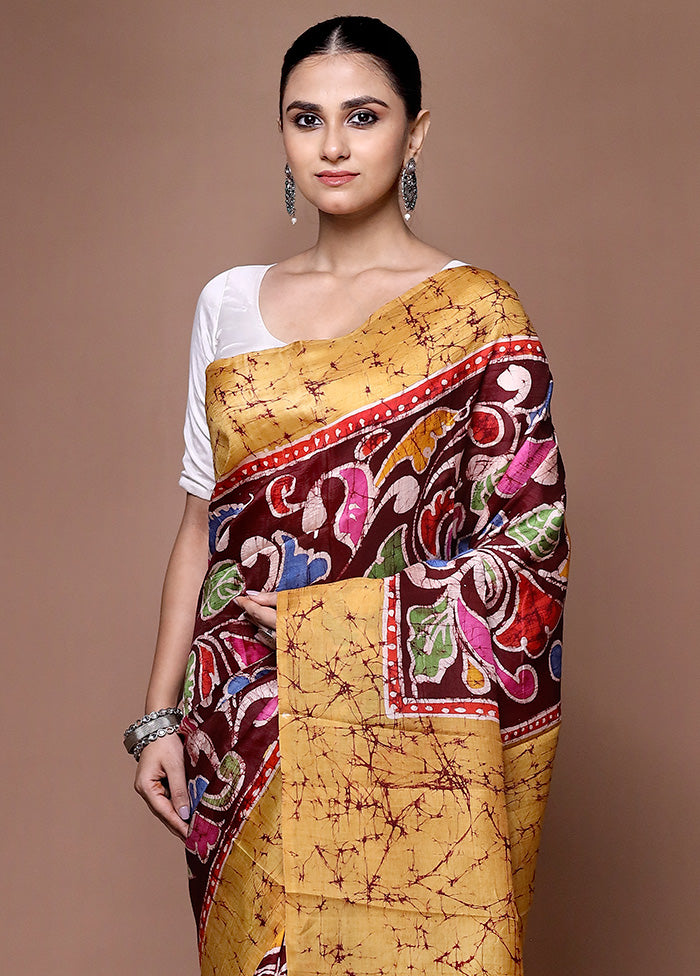 Red Printed Pure Silk Saree Without Blouse Piece