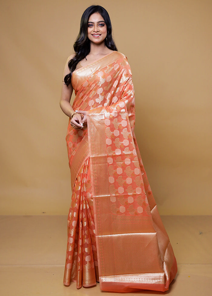 Pink Kora Silk Saree With Blouse Piece