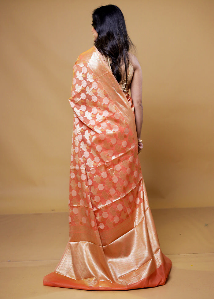 Pink Kora Silk Saree With Blouse Piece