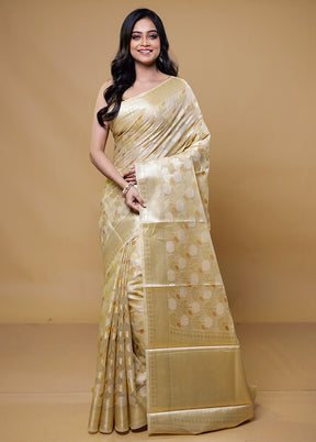 Cream Kora Silk Saree With Blouse Piece