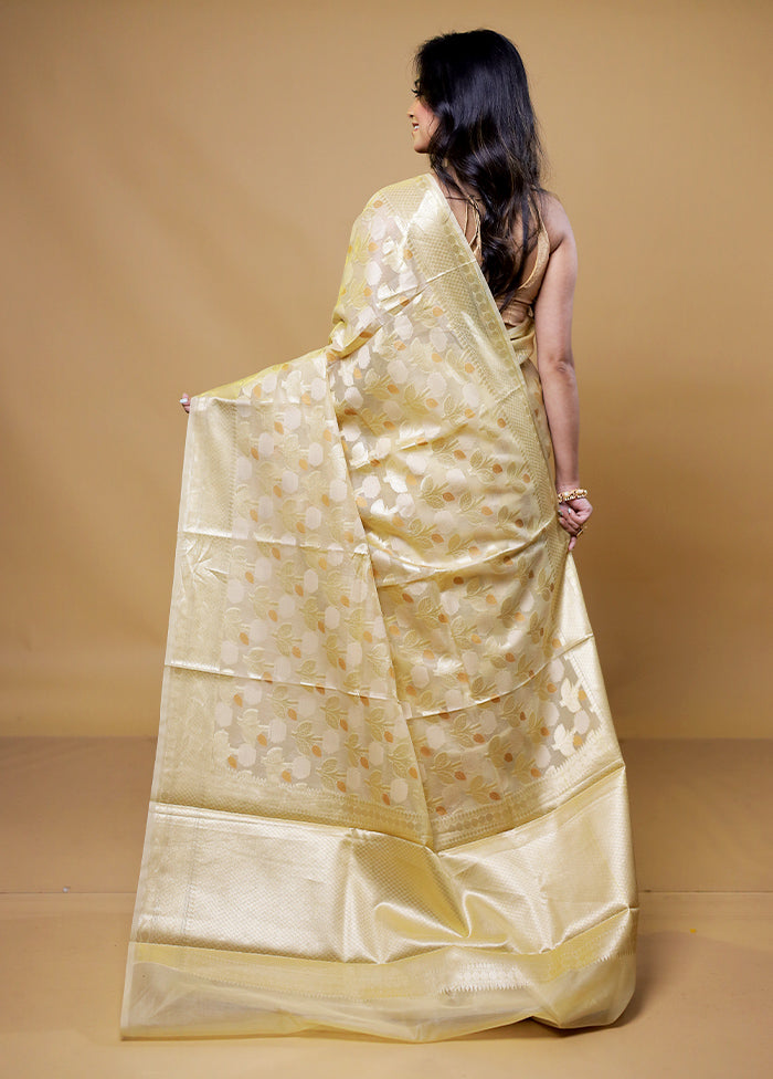 Cream Kora Silk Saree With Blouse Piece